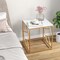 Costway 19.5'' Side Table Square Bedside Sofa Accent Coffee Table with Tempered Glass Top